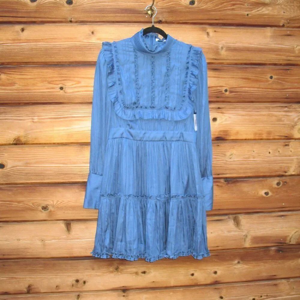 NWT Hunter Bell Ruffle Long Sleeve Mini Dress - Picture 3 of 12
